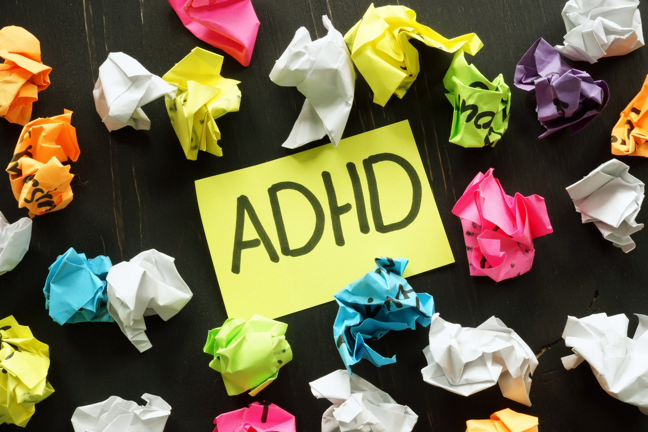 ADHD sign with paper balls