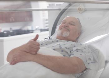 Brian Burkett receiving HBO therapy treatment at Altru.