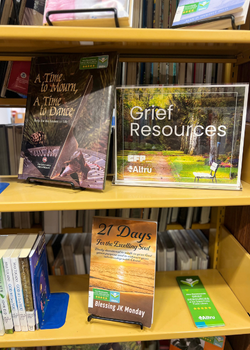 Altru Grief Support Library Bookshelf.