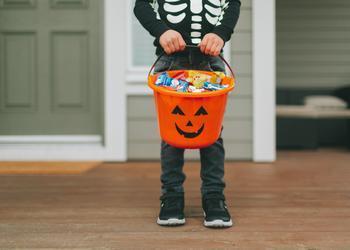 Kid with Candy Bucket for Halloween