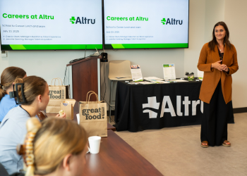 A student lunch and learn at Altru.