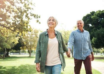 couple walking in park