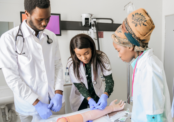 Nurses working at the scrub camp.