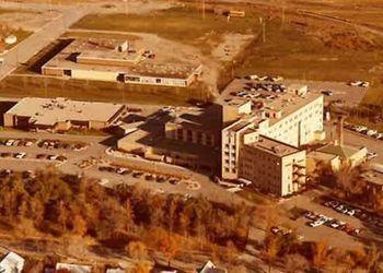 birds eye view of the devils lake hospital in 1974