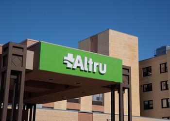 Altru Hospital Devils Lake front of building and Altru sign