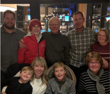 Jerry Rolland celebrates the end of chemotherapy with a family dinner.