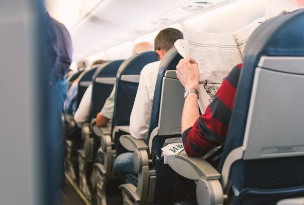 Airplanes passenger view inside the plane